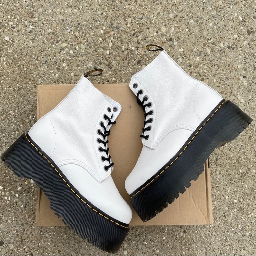 White Dr. Martens 1460 Pascal Max Platform Boots Women Size 8